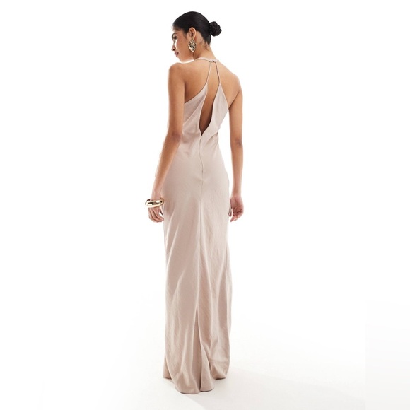 ASOS Textured Racer Neck Maxi Dress Twist Waist NWT in Orange Sz. 6 / 10 UK - Picture 7 of 14